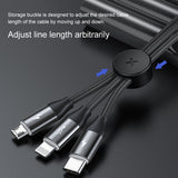 Baseus 1m 3.5A 3 in 1 USB to USB-C / Type-C + 8Pin + Micro USB Data Syn Charging Cable(Black)