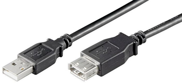 USB2.0 Extension A-A 3m M-F Black, Hi-Speed cable