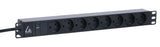 Lanview 19'' rack mount power strip 10A with 8 x danish type K socket