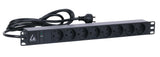 Lanview 19'' rack mount power strip 10A with 8 x danish type K socket