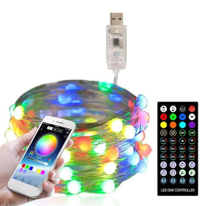 Christmas USB Copper Wire String Light Remote Controller Mobile APP Control, Length: 10m 100 LEDs