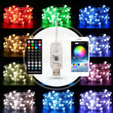 Christmas USB Copper Wire String Light Remote Controller Mobile APP Control, Length: 10m 100 LEDs