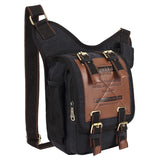 KAUKKO FH03 Retro Style Men Canvas Crossbody Bag Messenger Bag Outdoors Hiking Camping Bag, 26x21x9cm