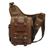 KAUKKO FH03 Retro Style Men Canvas Crossbody Bag Messenger Bag Outdoors Hiking Camping Bag, 26x21x9cm