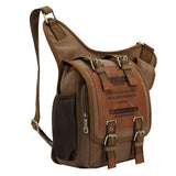 KAUKKO FH03 Retro Style Men Canvas Crossbody Bag Messenger Bag Outdoors Hiking Camping Bag, 26x21x9cm