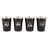 4pcs Outdoor Camping Folding Stainless Steel Water Cup Set (Black)