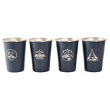 4pcs Outdoor Camping Folding Stainless Steel Water Cup Set (Dark Blue)