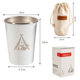 4pcs Outdoor Camping Folding Stainless Steel Water Cup Set (Army Green)