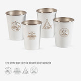 4pcs Outdoor Camping Folding Stainless Steel Water Cup Set (Black)