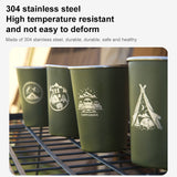 4pcs Outdoor Camping Folding Stainless Steel Water Cup Set (Black)