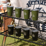 4pcs Outdoor Camping Folding Stainless Steel Water Cup Set (Army Green)