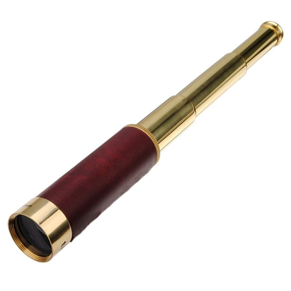 25x30 Portable Pirate Monocular Professional Vision Monocular Telescope with Leather Bag(Gold)