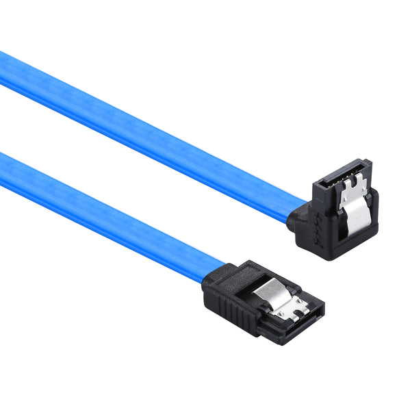 SATA III Female Straight to 7 Pin Female Elbow Data Cable Extension Cable for HDD / SSD, Total 50cm(Blue)