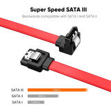 SATA III Female Straight to 7 Pin Female Elbow Data Cable Extension Cable for HDD / SSD, Total 50cm(Blue)