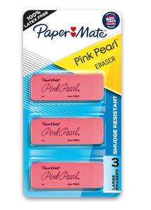 Paper Mate Pink Pearl Erasers, Large, 3 Count