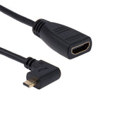 90 Degree Micro HDMI Left-toward Male to HDMI Female Cable Adapter 19cm (Black)