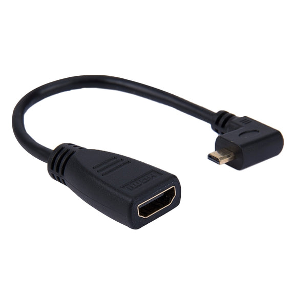 90 Degree Micro HDMI Left-toward Male to HDMI Female Cable Adapter 19cm (Black)
