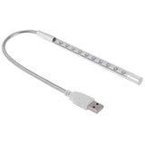 10-LED Portable Ultra Bright USB LED Light (Silver)