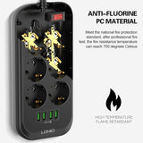 LDNIO SE6403 4 x USB Ports Multi-function Travel Home Office Non-slip Socket, Cable Length: 2m, EU Plug