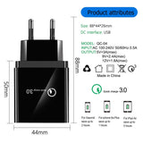 30W QC 3.0 USB + 3 USB 2.0 Ports Mobile Phone Tablet PC Quick Charger Travel Charger, EU Plug(White)