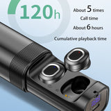T&G TG909 TWS In-Ear Mini Dual Channel Stereo Bluetooth Earphones with LED Display(Black Gold)