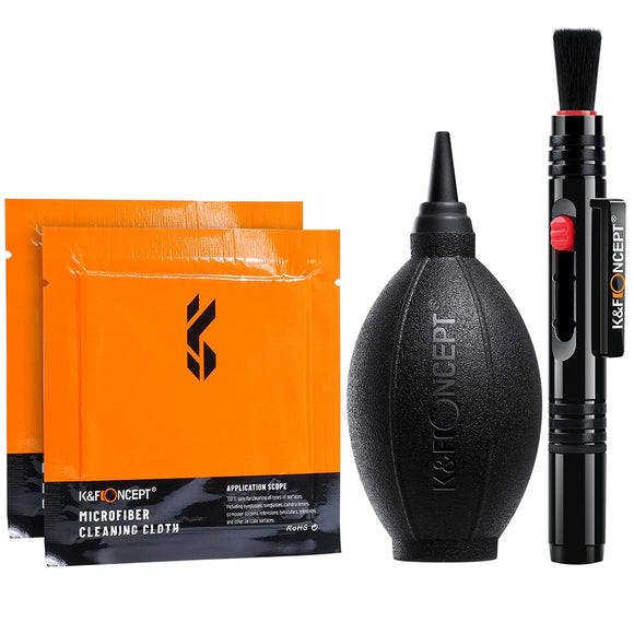4-in-1 Camera Cleaning Kit with Lens Brush Pen / Rocket Air Blower / Microfiber Cleaning Cloth / Lens Cleaner Kit