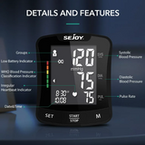 Sejoy Blood Pressure Monitor Wrist with Adjustable Large Cuff