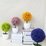 Desktop Simulation Plant Mini Grass Ball Bonsai Decorated Plastic Flower Cherry Blossom Snowball Artificial Flowers(Lotus Color)