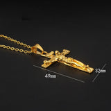 Men Vintage Stainless Steel Cross Jesus Pendant Necklace(Flower basket chain-Silver)
