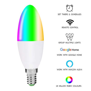 WIFI Smart Light Bulb Voice Control Led Light, Model:2700-6500K+RGBW E14