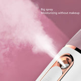 Portable Mini Moisturizing Sprayer Rechargeable Beauty Disinfectant Humidifier Automatic Alcohol Sprayer(White+Gold)