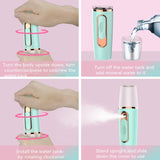 Portable Mini Moisturizing Sprayer Rechargeable Beauty Disinfectant Humidifier Automatic Alcohol Sprayer(White+Gold)