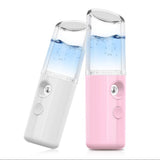 Lipstick Style Facial Hydration Instrument Air Humidifier USB Beauty Cold Spray Instrument Auto Alcohol Disinfection Sprayer(White)
