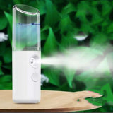 Lipstick Style Facial Hydration Instrument Air Humidifier USB Beauty Cold Spray Instrument Auto Alcohol Disinfection Sprayer(White)