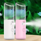 Lipstick Style Facial Hydration Instrument Air Humidifier USB Beauty Cold Spray Instrument Auto Alcohol Disinfection Sprayer(White)