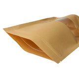 Zipper Self Sealing Kraft Paper Bag with Window Stand Up for Gifts/Food/Candy/Tea/Party/Wedding Gifts, Bag Size:9x14+3cm(Transparent)