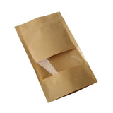 Zipper Self Sealing Kraft Paper Bag with Window Stand Up for Gifts/Food/Candy/Tea/Party/Wedding Gifts, Bag Size:9x14+3cm(Transparent)