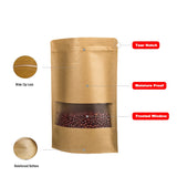 Zipper Self Sealing Kraft Paper Bag with Window Stand Up for Gifts/Food/Candy/Tea/Party/Wedding Gifts, Bag Size:9x14+3cm(Transparent)
