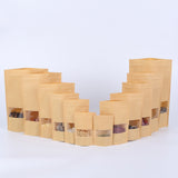 Zipper Self Sealing Kraft Paper Bag with Window Stand Up for Gifts/Food/Candy/Tea/Party/Wedding Gifts, Bag Size:9x14+3cm(Transparent)