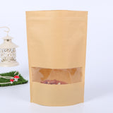 Zipper Self Sealing Kraft Paper Bag with Window Stand Up for Gifts/Food/Candy/Tea/Party/Wedding Gifts, Bag Size:12x20+4cm(Transparent)