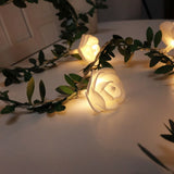 10m 100 LEDs Solar Simulation Green Leaf Rattan Rose Flower Vine LED Light String Garland Decoration