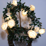 10m 100 LEDs Solar Simulation Green Leaf Rattan Rose Flower Vine LED Light String Garland Decoration