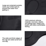 Silicone Ear Protection Waterproof Swimming Cap for Adults with Long Hair(Black)