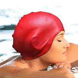 Silicone Ear Protection Waterproof Swimming Cap for Adults with Long Hair(Black)
