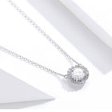 Platinum Plated Zircon Necklace S925 Sterling Silver Simple Female Necklace