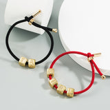 English Letter Beads Bracelet Brass Micro-inlaid Couple Red String Pull DIY Bracelet Jewelry Style:Black Rope