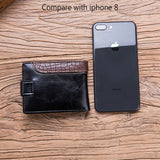 Men Vintage Leather Hasp Short Coin Pocket Purse Card Holder Wallets(Black)