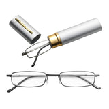 Reading Glasses Metal Spring Foot Portable Presbyopic Glasses with Tube Case