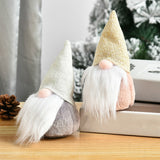 Santa Claus Standing Pose Doll White Beard Ornaments Christmas Window Faceless Doll Ornaments(White)