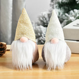 Santa Claus Standing Pose Doll White Beard Ornaments Christmas Window Faceless Doll Ornaments(White)